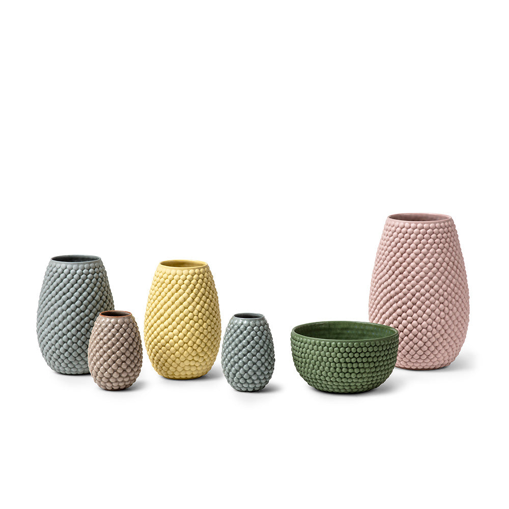 Unika keramik i skandinavisk stil, vaser og skål med bobler