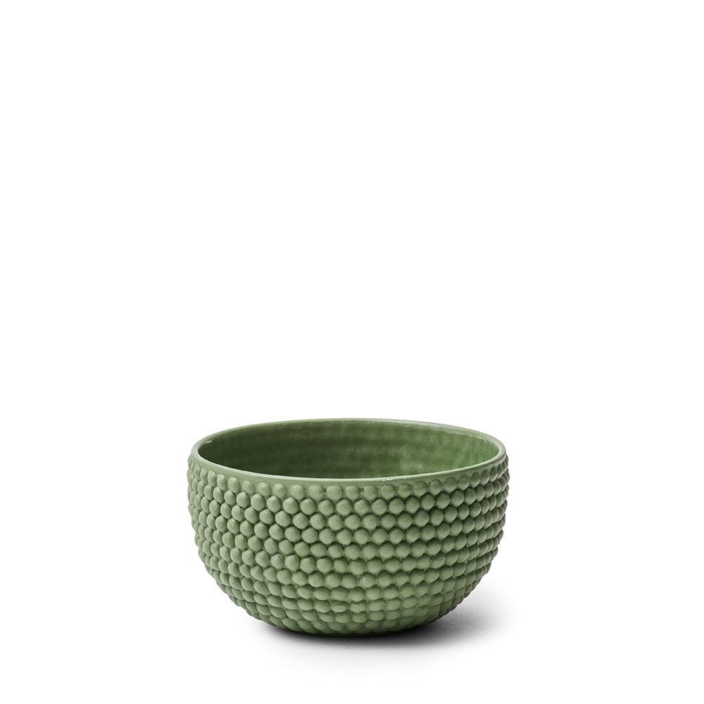 Grøn skål i keramik, mat, håndlavet og designet af Louise Heisel