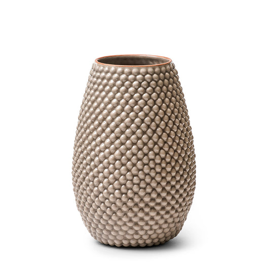 Brun vase med bobler, 18 cm høj, håndlavet og designet af Louise Heisel